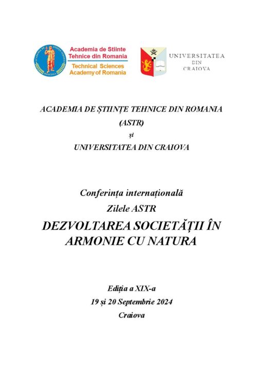 Conferinta internațională- Zilele Academiei de Științe Tehnice din România – Z ASTR , Craiova 2024