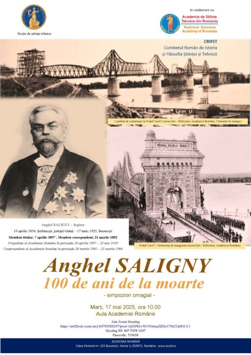 Programul simpozionului omagial dedicat Acad. Anghel Saligny, 17 iunie 2025