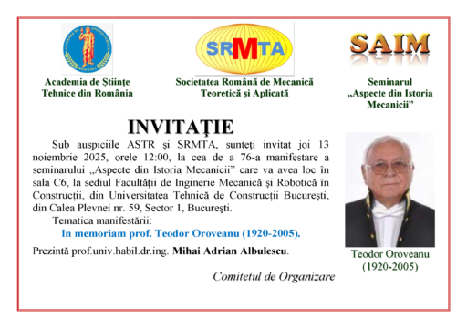 Invitaţie SAIM 76 – 13.11.2025